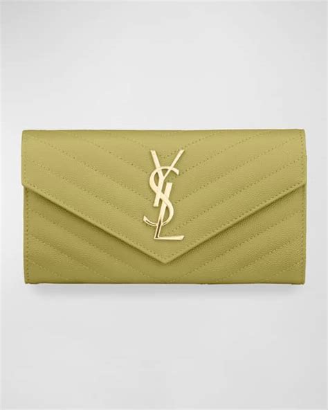 Saint Laurent YSL Monogram Large Flap Wallet in Grained Leather